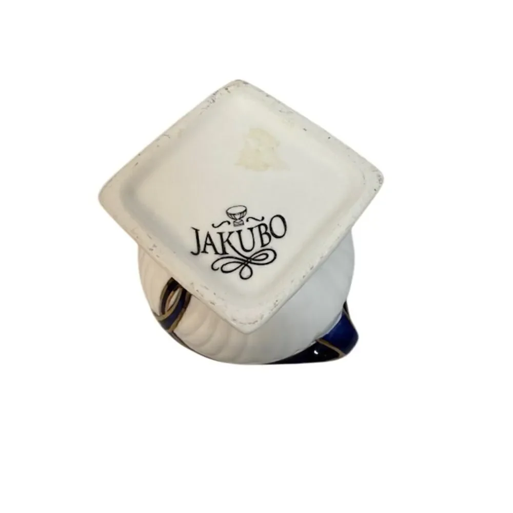 Jakubo Vase Urn White With Blue and Gold 3.25